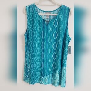 Catherine's Aqua Wave Sleeveless Top 2 Layers NWT 18/20